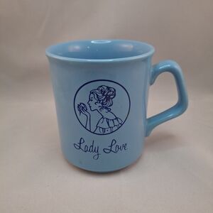 Source Unknown Light Blue Ceramic "Lady Love" Mug